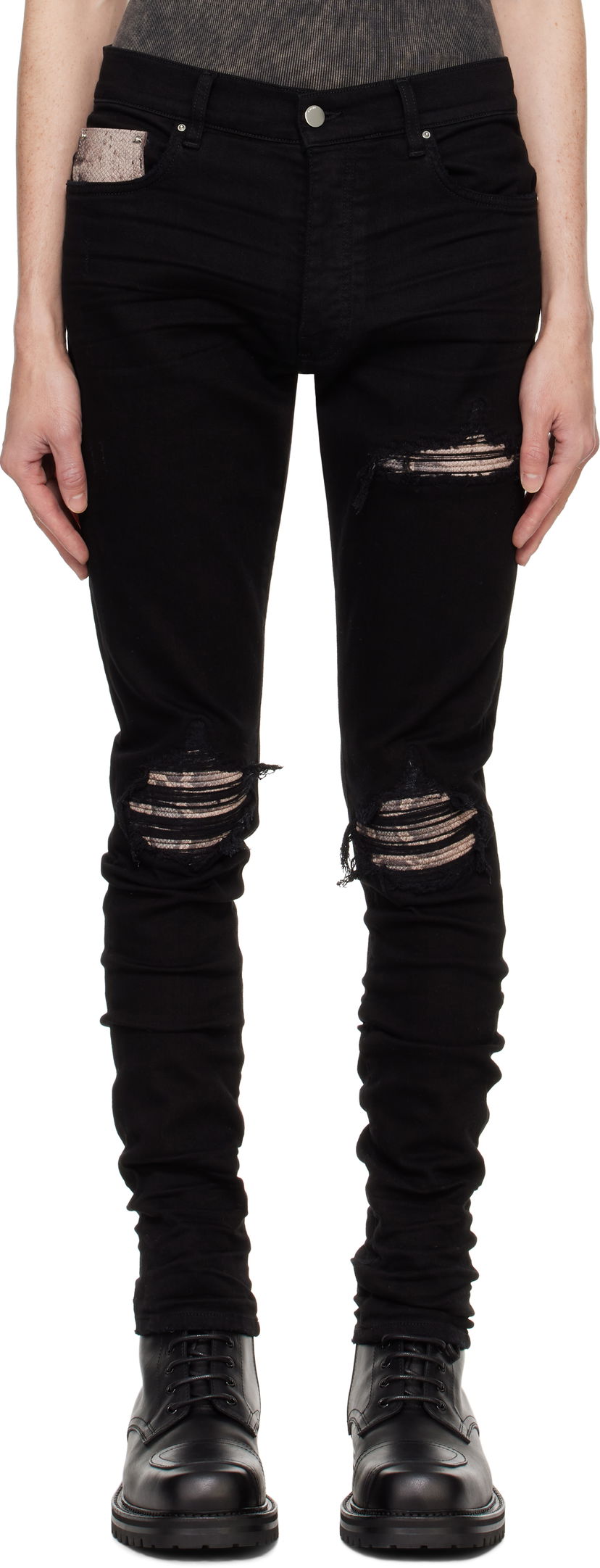 Джинси AMIRI AMIRI Snake MX1 Jeans чорний | AMDNSY1076