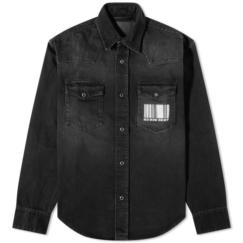 Сорочка VETEMENTS Vetements Big Barcode Denim Shirt чорний | VL14SH700B