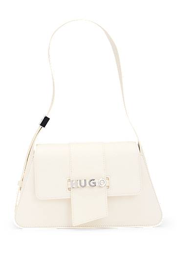 Сумка BOSS HUGO Faux-Leather Shoulder Bag with Logo Hardware білий | 50541806