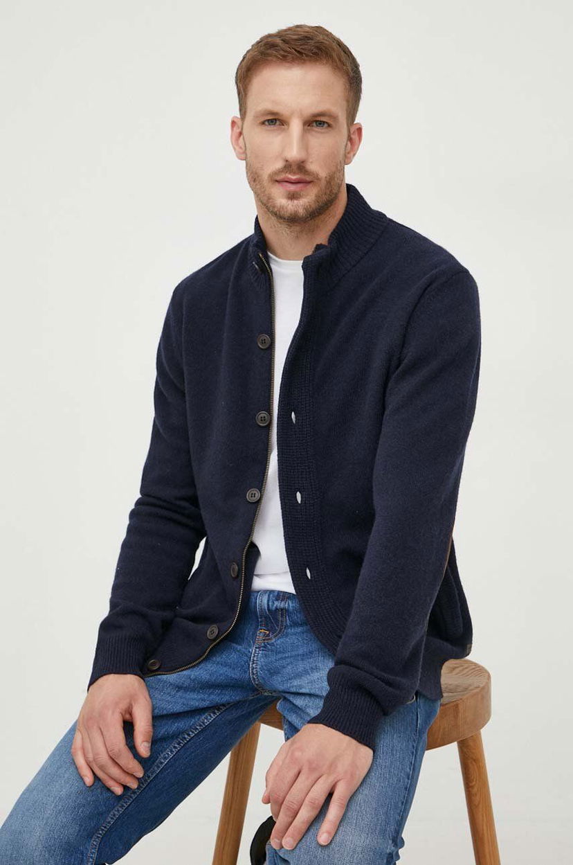 Cветр Barbour Wool Button-Up Cardigan темно-синій | MKN0731