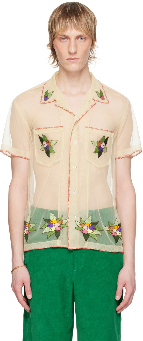 Сорочка Bode Embroidered Tulle Shirt бежевий | MRS24SH048