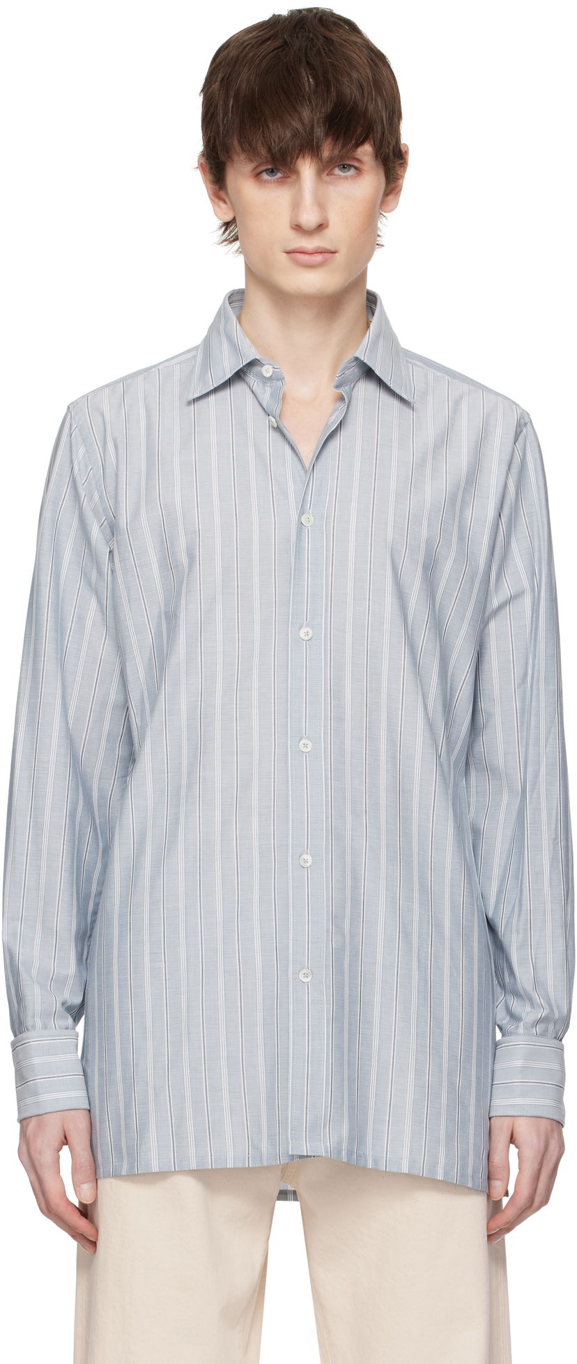 Сорочка Maison Margiela Maison Margiela Striped Long-Sleeved Shirt Синій | S50DT0048 M35281