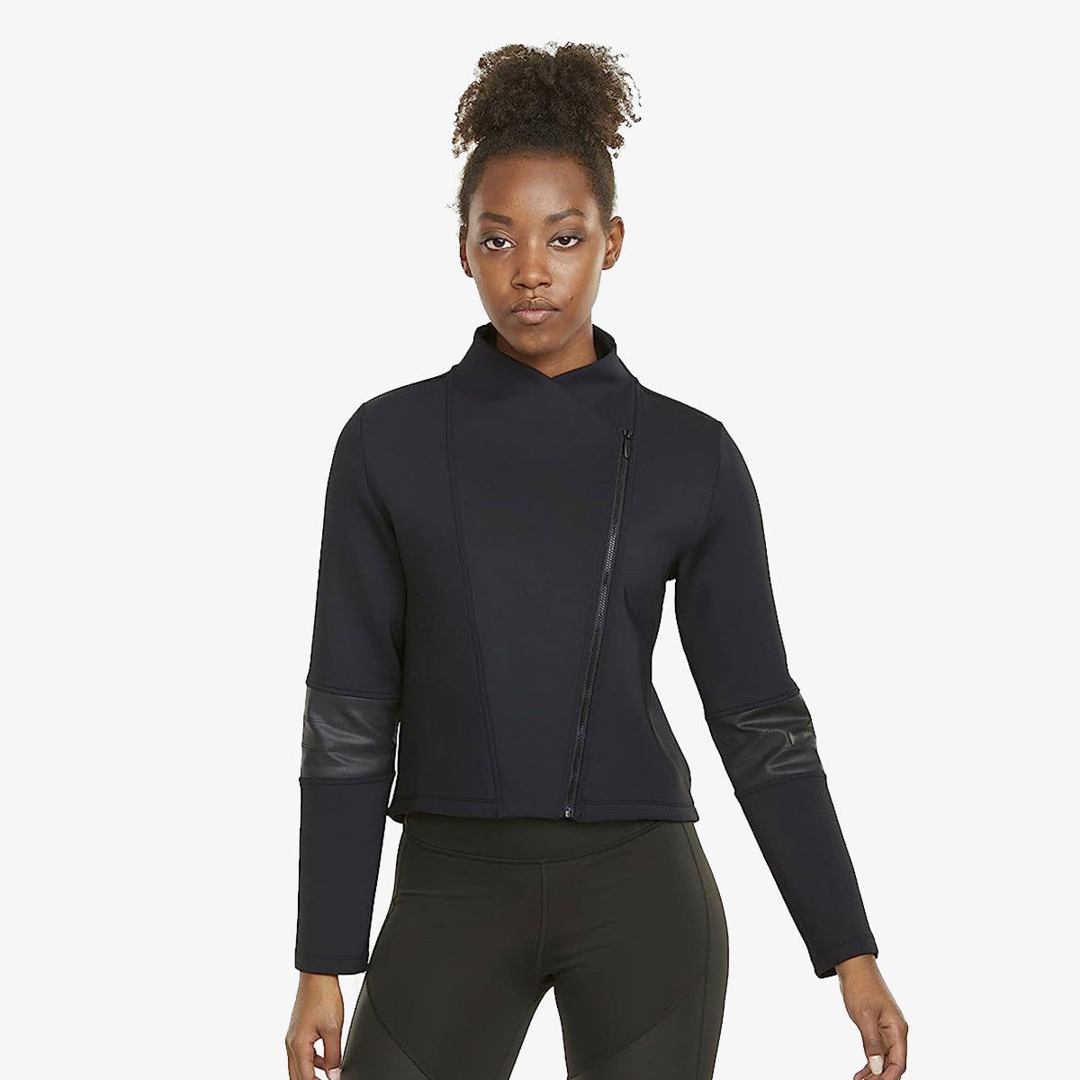 Куртка Puma Cropped Moto Jacket Stand Collar Asymmetrical Zipper Elbow Patches чорний | 520927-01, 0