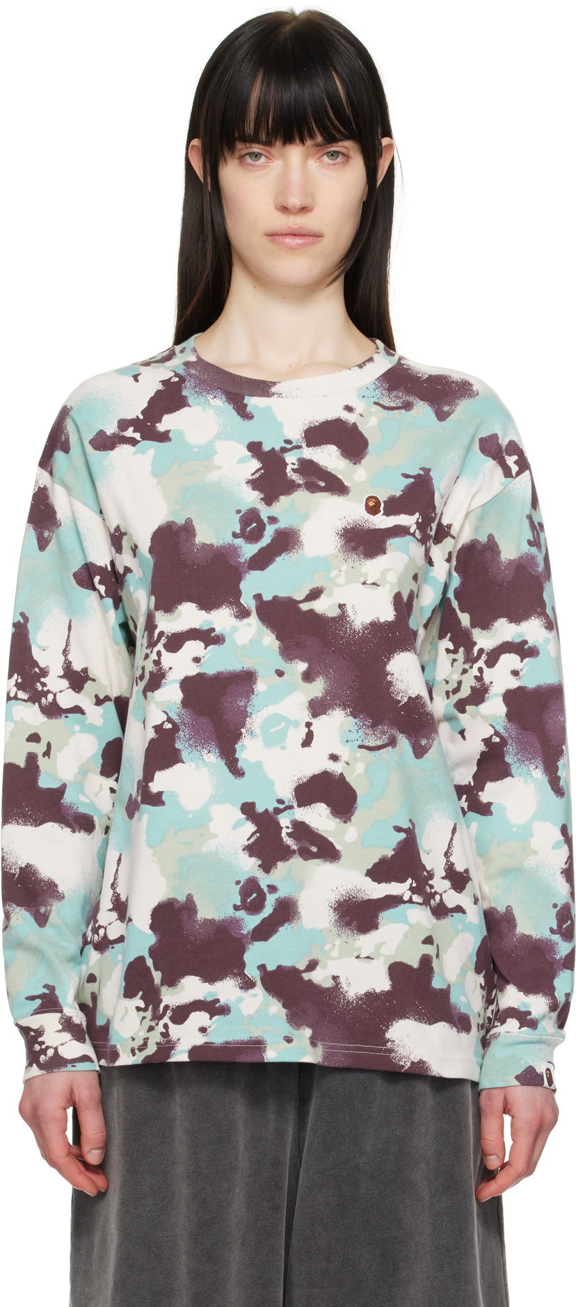 Футболка BAPE A Bathing Ape Map Camo Long Sleeve T-Shirt Різнокольоровий | 001LTL302001L