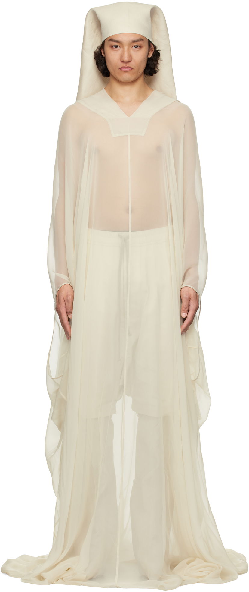 плаття Rick Owens Rick Owens Hooded Kaftan Pullover Coat білий | RR01E5500 S