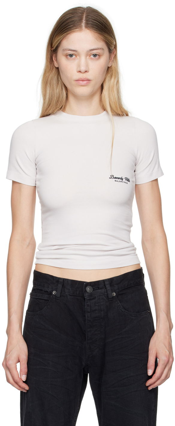 Футболка Balenciaga Off-White 'Beverly Hills' Fitted T-Shirt білий | 768075 TQVS5