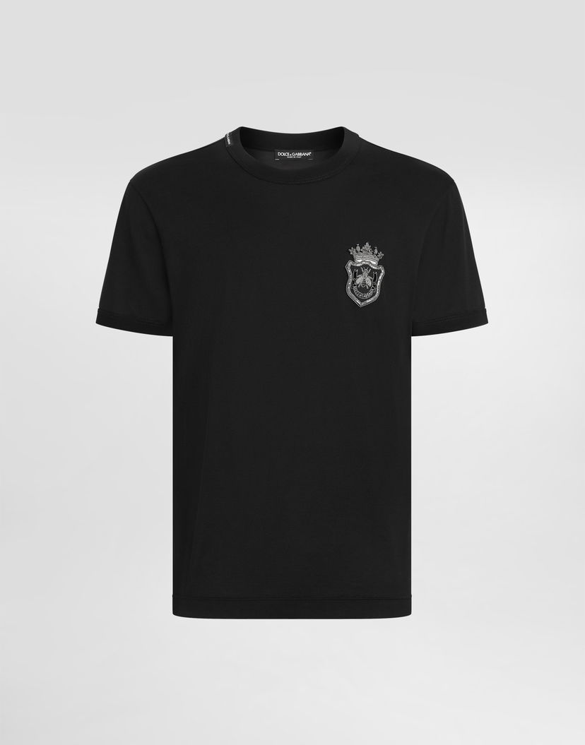 Футболка Dolce & Gabbana Cotton T-Shirt With Patch чорний | G8PV1ZG7O4CN0000