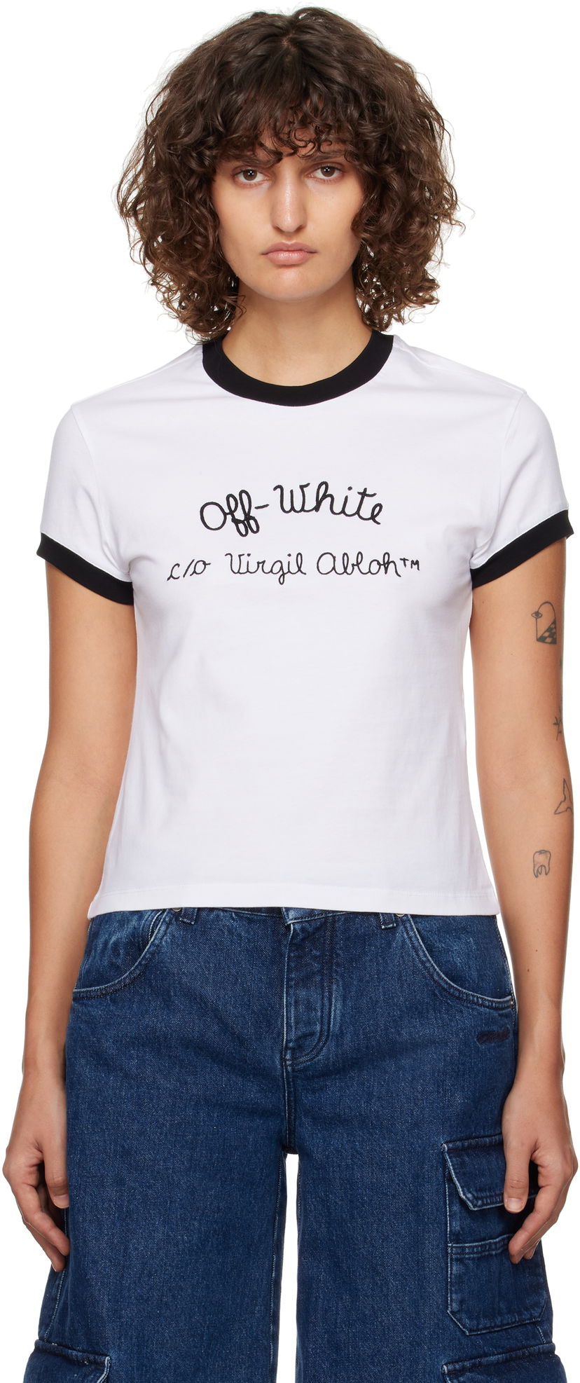 Футболка Off-White Embroidered Script Logo Fitted T-Shirt білий | OWAA112F24JER0010110