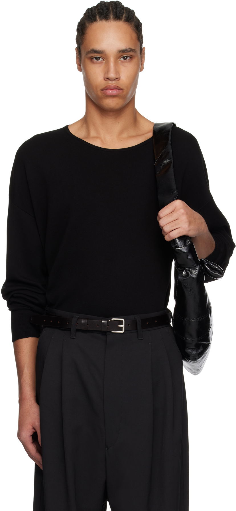 Cветр LEMAIRE Lemaire Fine Cotton Long Sleeve Sweater чорний | TO1373 LK1041