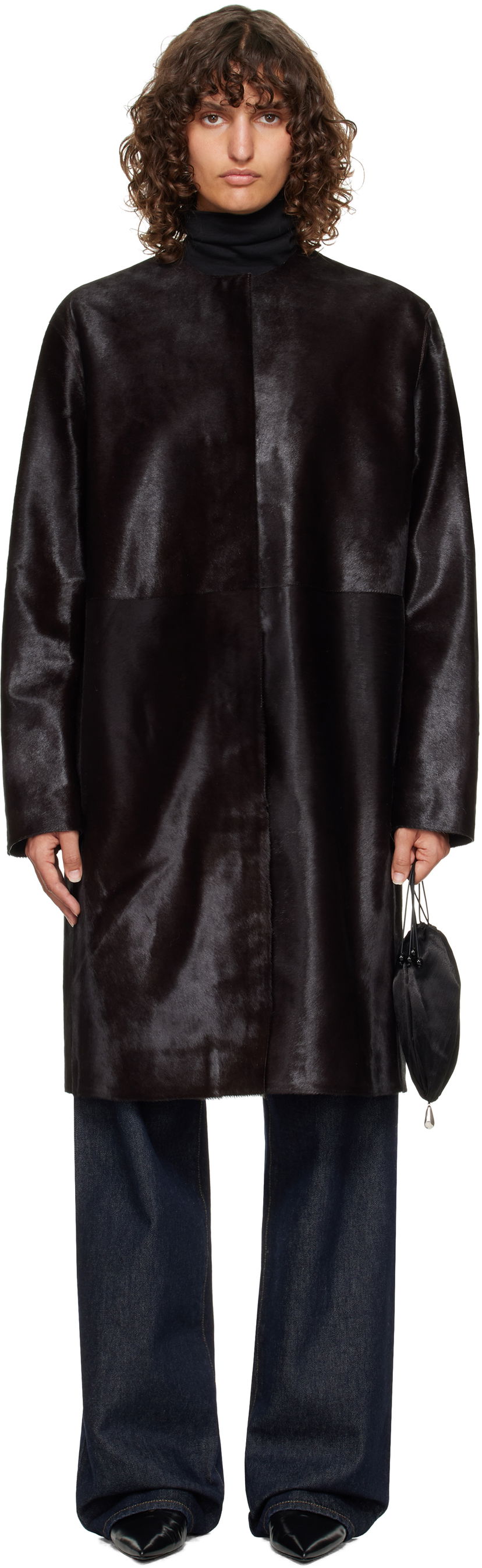 Пальто Loulou de Saison Loulou de Saison Miller Pony Effect Leather Coat чорний | MILLER