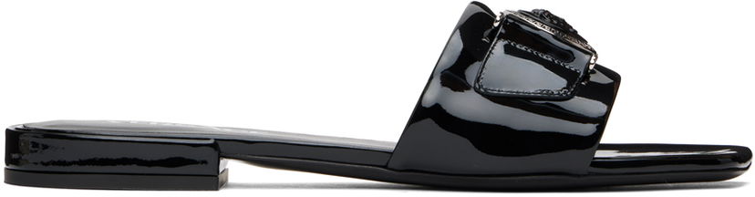 Кросівки та взуття Versace Black Medusa Buckle Leather Mules чорний | 1014877_D2VE