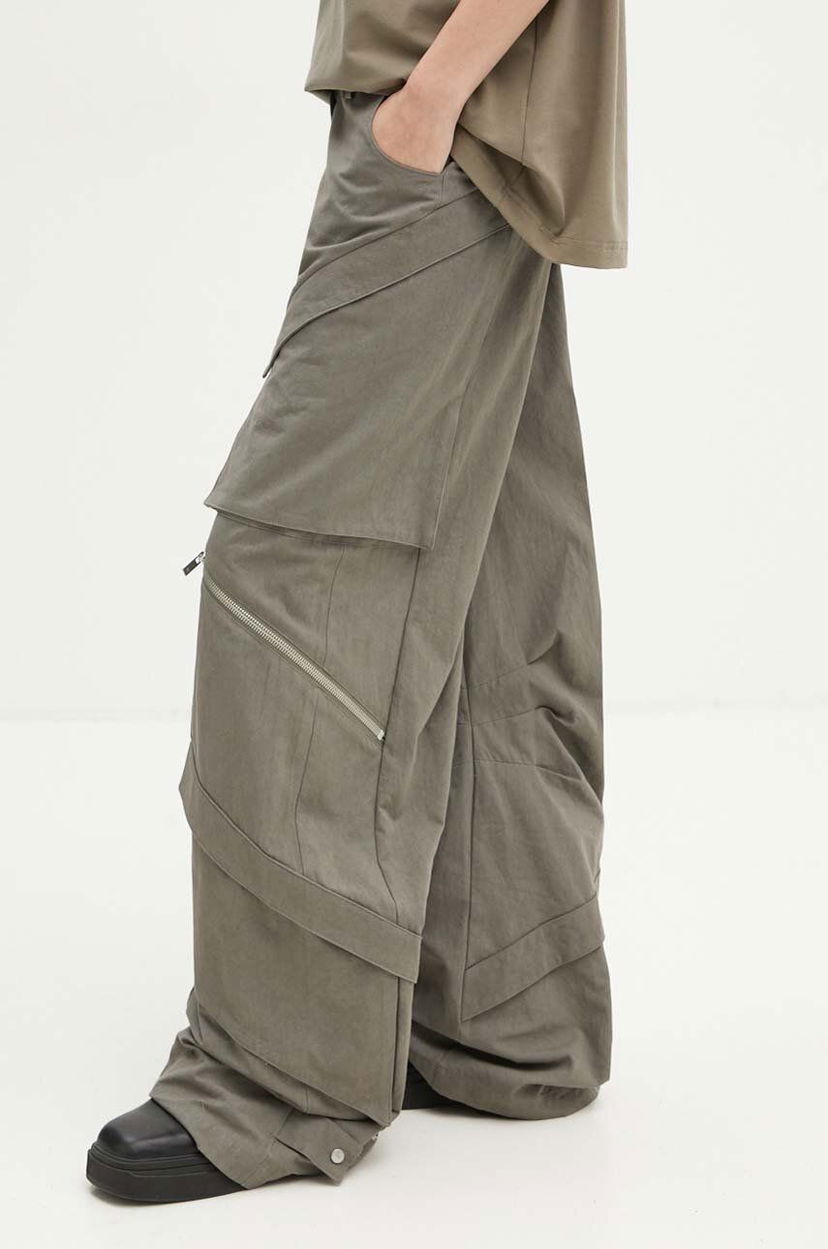 Штани карго HELIOT EMIL Wide High-Waisted Cargo Pants Зелений | HE.W.10.149.DG23
