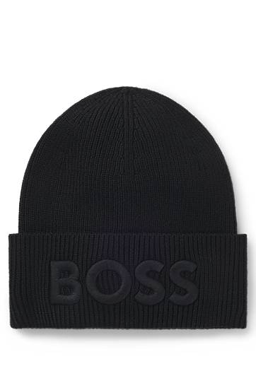 Шапка BOSS BOSS Wool-Blend Beanie with Embroidered Logo чорний | 50522449