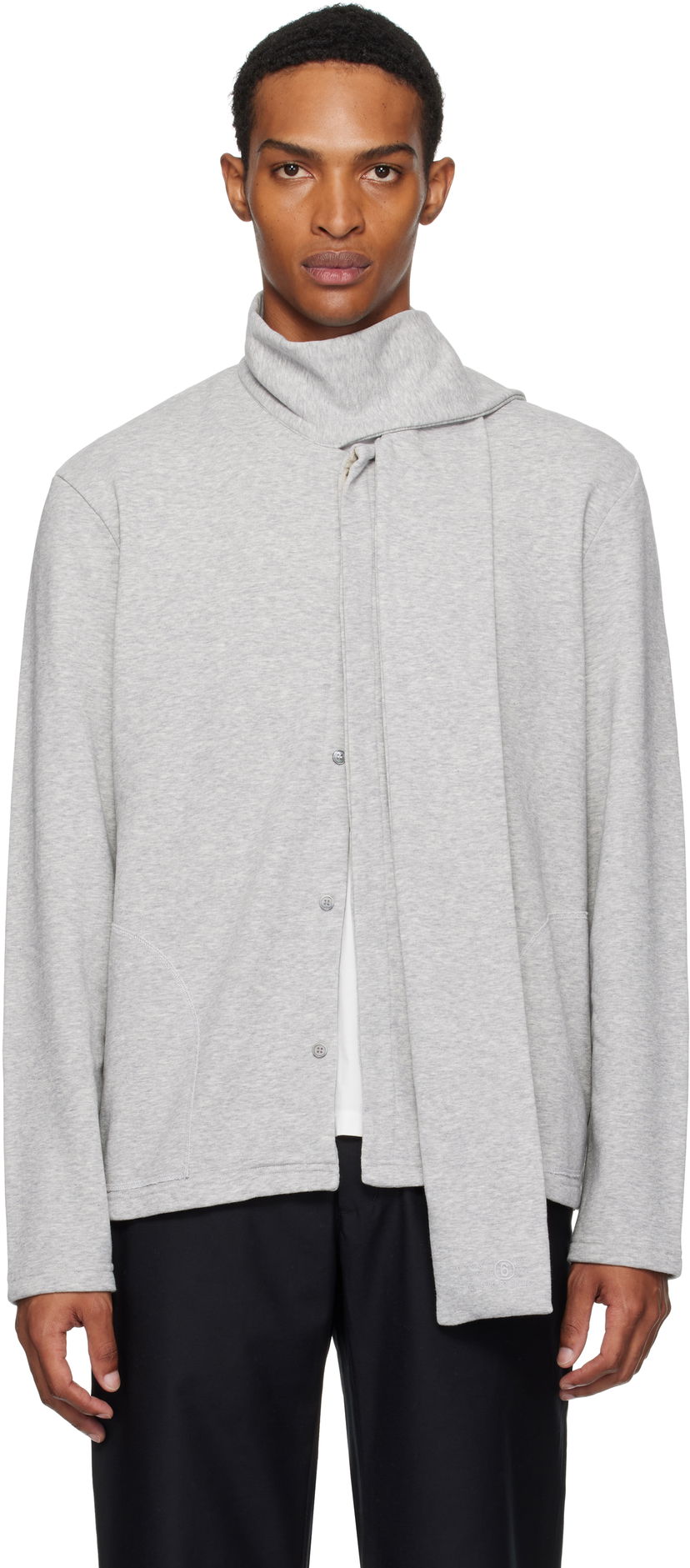 Світшоти Maison Margiela MM6 Maison Margiela Long Sleeve Sweatshirt with Attached Scarf Сірий | SH0NH0015 M25013