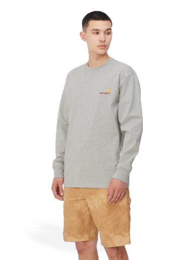 Футболка Carhartt WIP L/S American Script T-Shirt "Grey Heather" Сірий | I029955_V6_XX