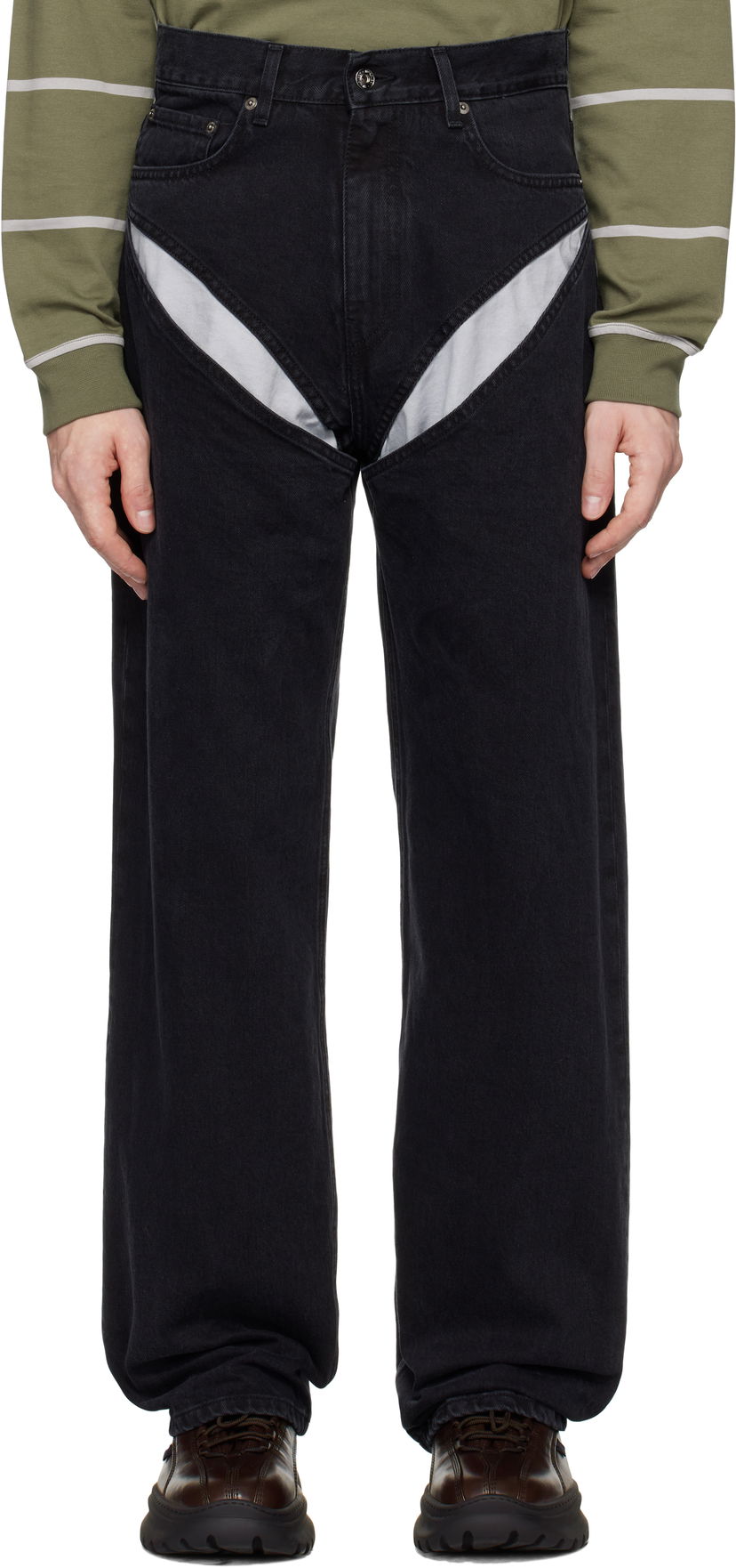 Джинси Y/PROJECT Black Cut Out Jeans чорний | 207PA006