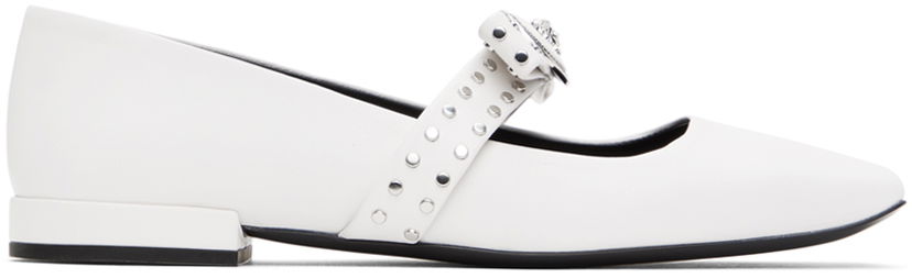 Одяг Versace Versace Gianni Ribbon Studded Ballerina Flats білий | 1016073_1A01006_1W00P