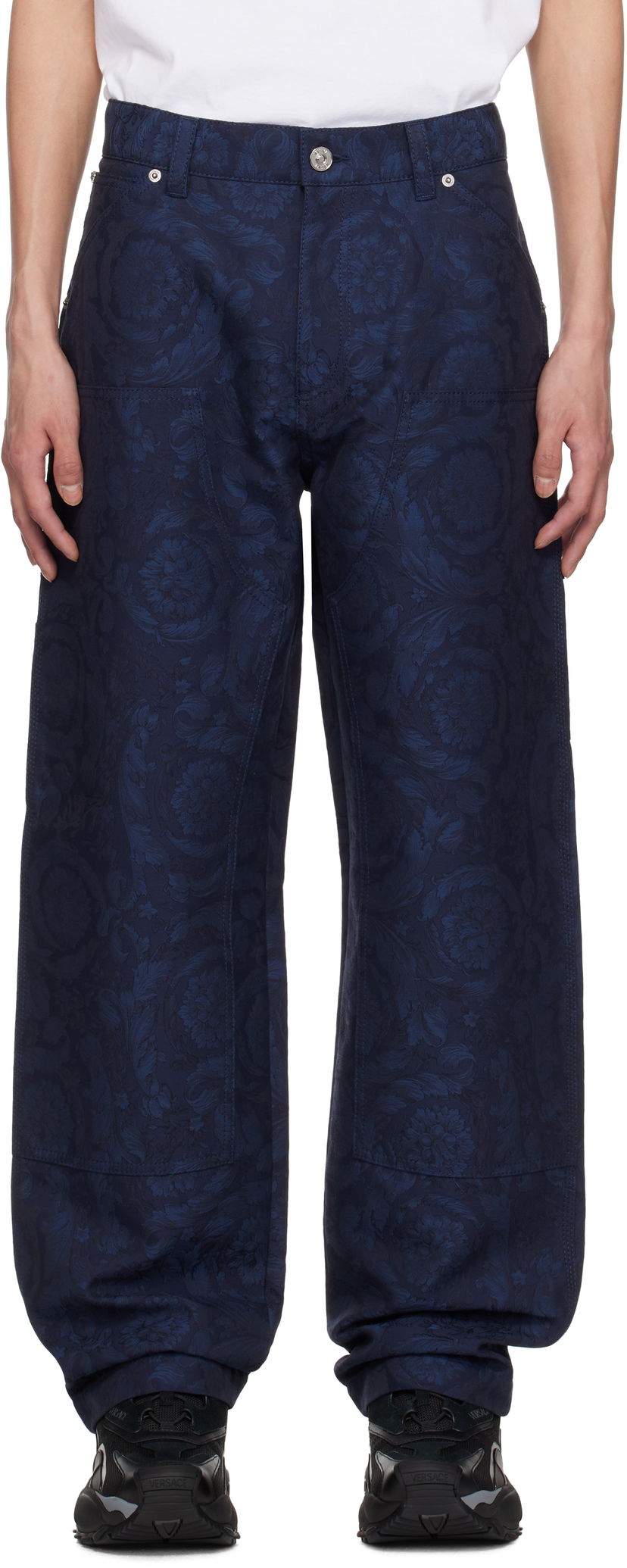 Джинси Versace Versace Barocco Jacquard Carpenter Trousers Синій | 1018885_1A09781