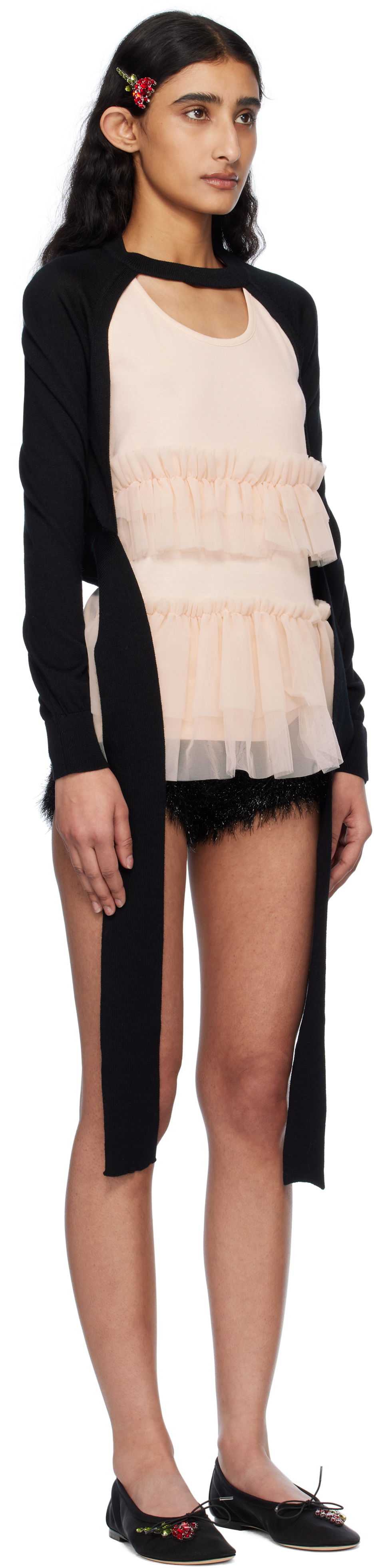 Cветр Simone Rocha Simone Rocha Cropped Cut-Out Cardigan чорний | KMK20 0647, 1