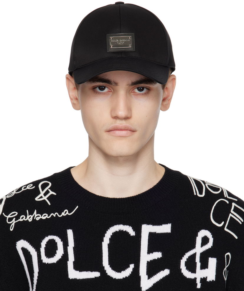 Кепка Dolce & Gabbana Black Plaque Cap чорний | GH590AGF421