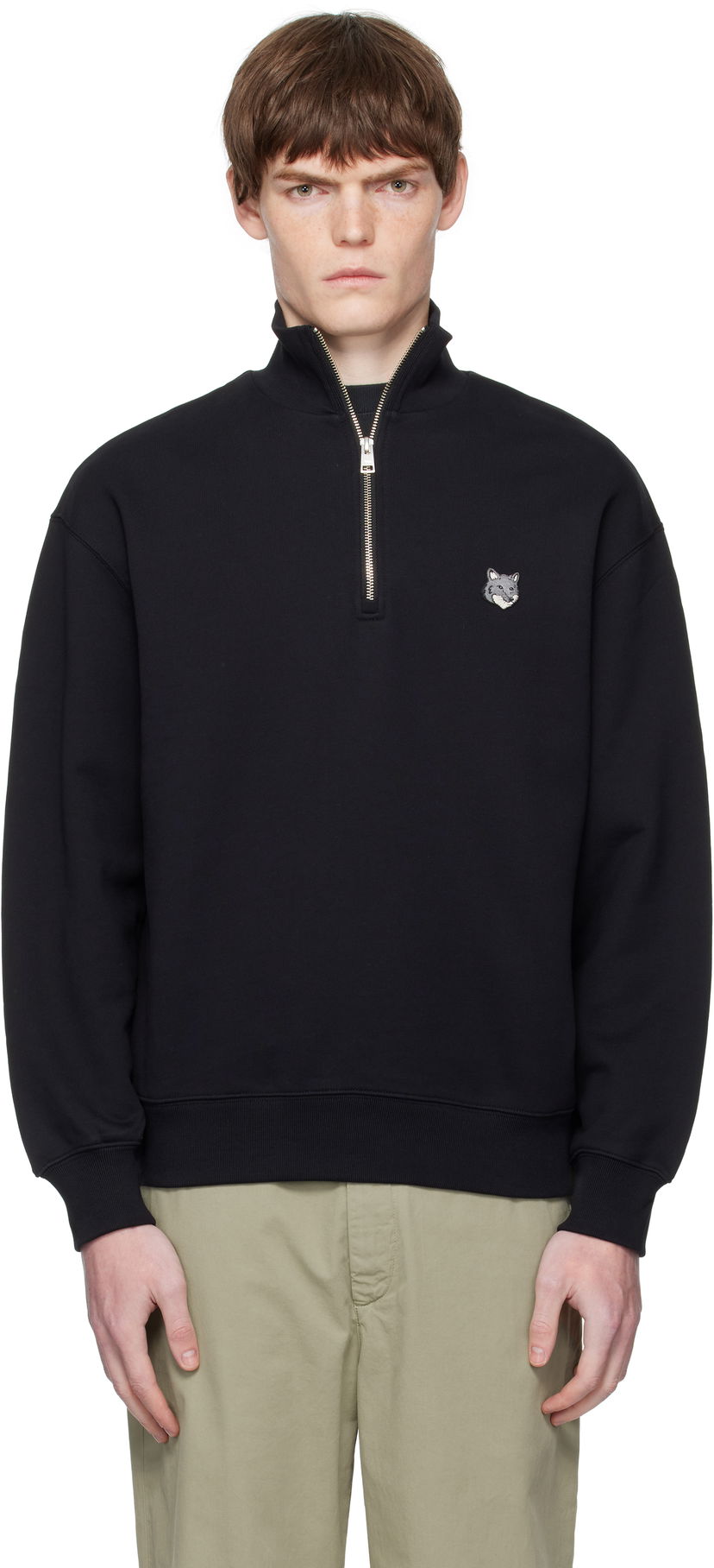 Світшоти MAISON KITSUNÉ Maison Kitsuné Fox Head Comfort Half Zip Sweatshirt чорний | PM00305KM0341