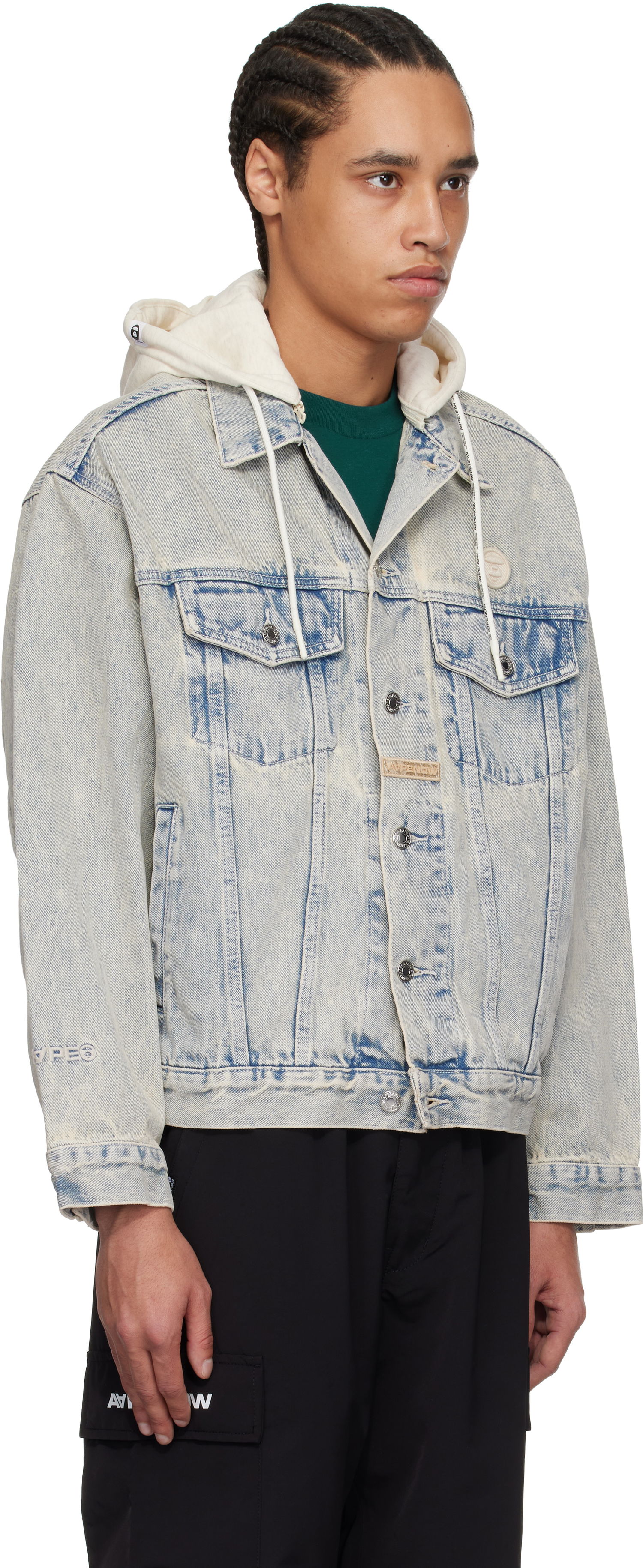 Куртка AAPE by A Bathing Ape AAPE by A Bathing Ape 'AAPE Now' Hooded Denim Jacket Синій | AAPLJM7700XBNBLR, 1