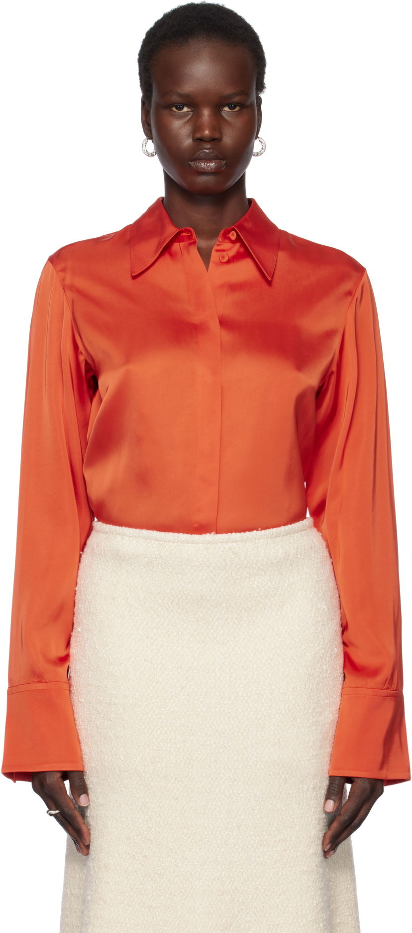 Сорочка Jil Sander Jil Sander Sateen Shirt Помаранчевий | J02DL0246_J65022