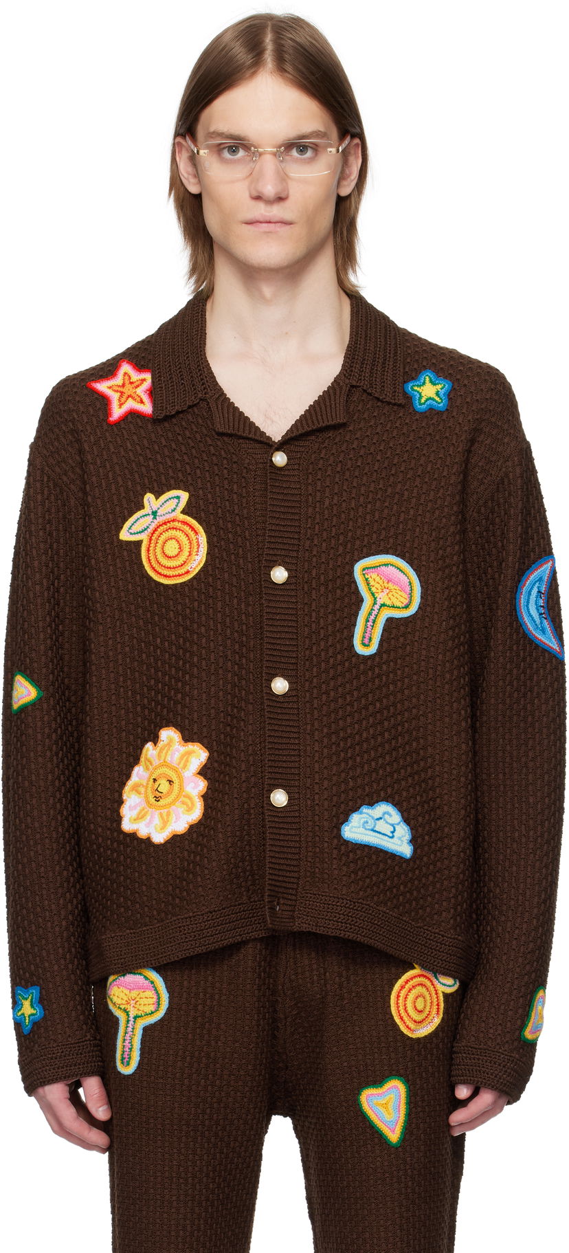 Cветр Casablanca Casablanca Crochet Motif Cardigan Коричневий | MS25-KW-912-01