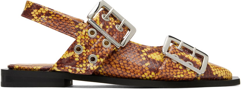 плаття GANNI GANNI Feminine Buckle Flats Жовтий | S2940