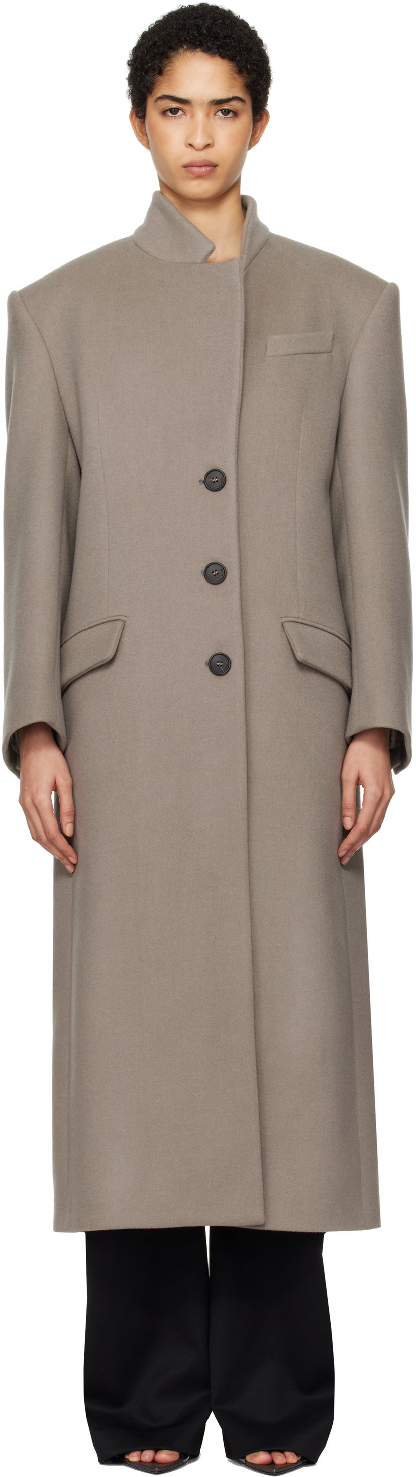Пальто The Attico Attico Long Coat Сірий | 250WCC00081 WWV058AA