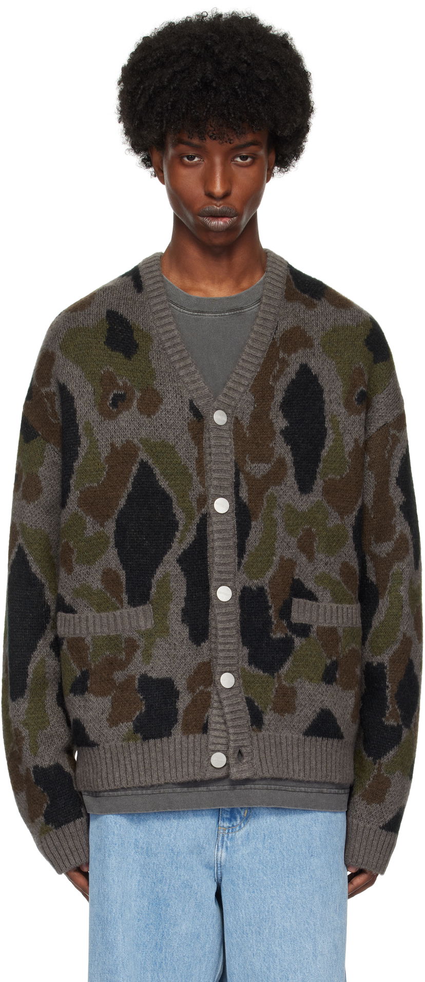 Cветр Carhartt WIP Camouflage Knit Cardigan Сірий | I033914