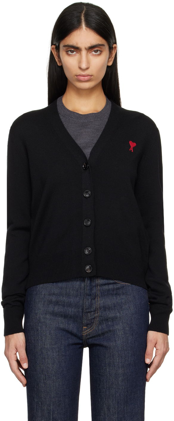Cветр AMI De Cœur Cardigan чорний | BFFKC111.KN0025