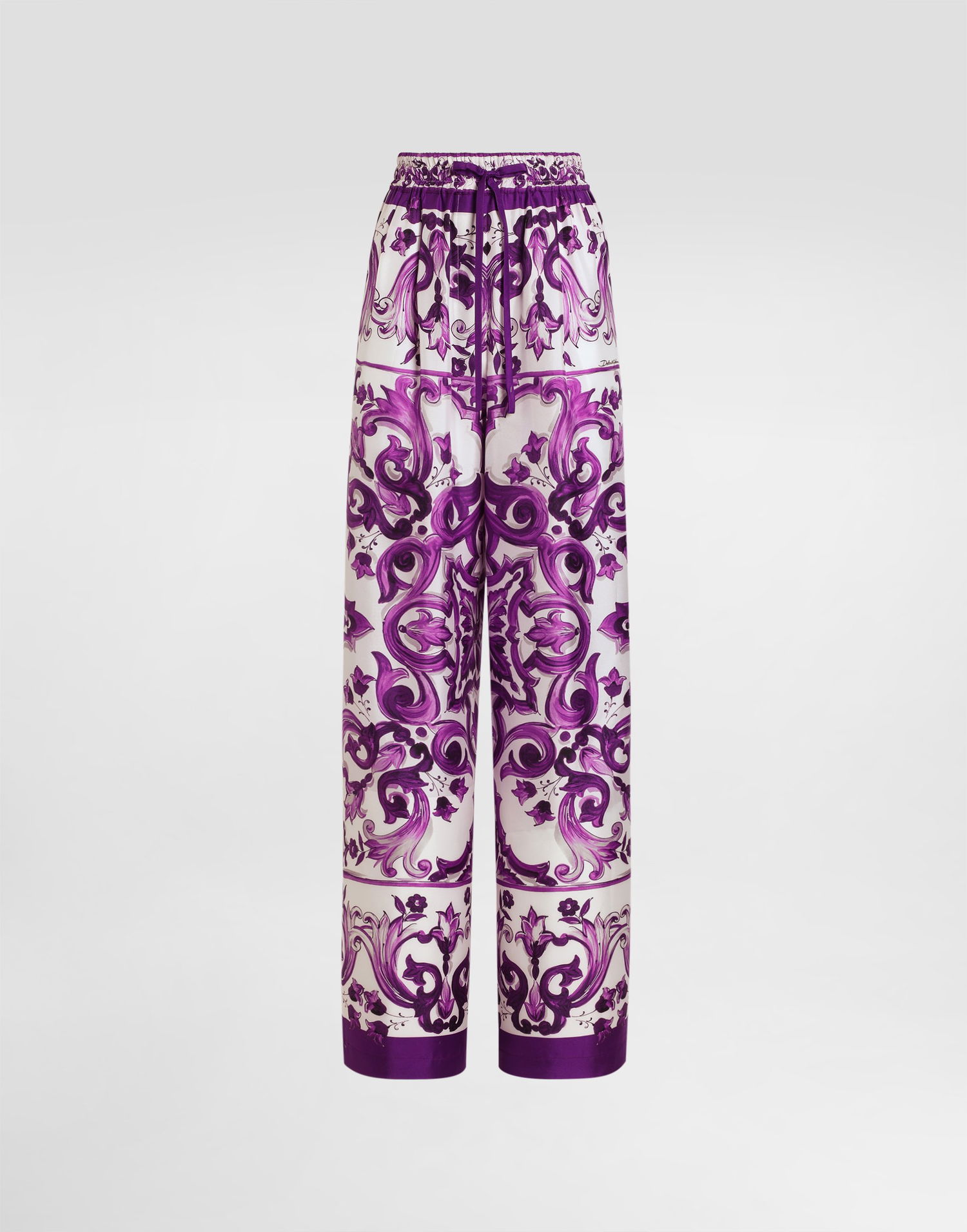 Штани Dolce & Gabbana Dolce & Gabbana Majolica-Print Twill Trousers Фіолетовий | FTDBNTHI1Y8I23TN, 0