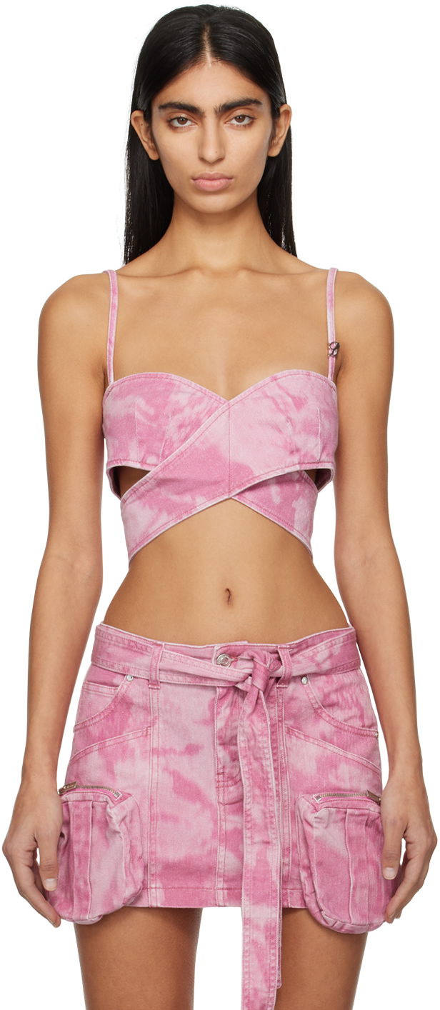 Бюстгальтер Blumarine Pink Denim Tie-Front Camisole Рожевий | P422J137A