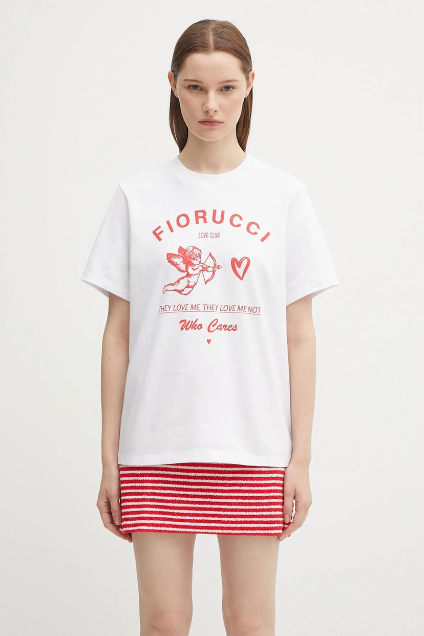Футболка Fiorucci Fiorucci Cupid Love Club Print Regular Fit T-Shirt білий | W02FPTSH428CJ01WH01