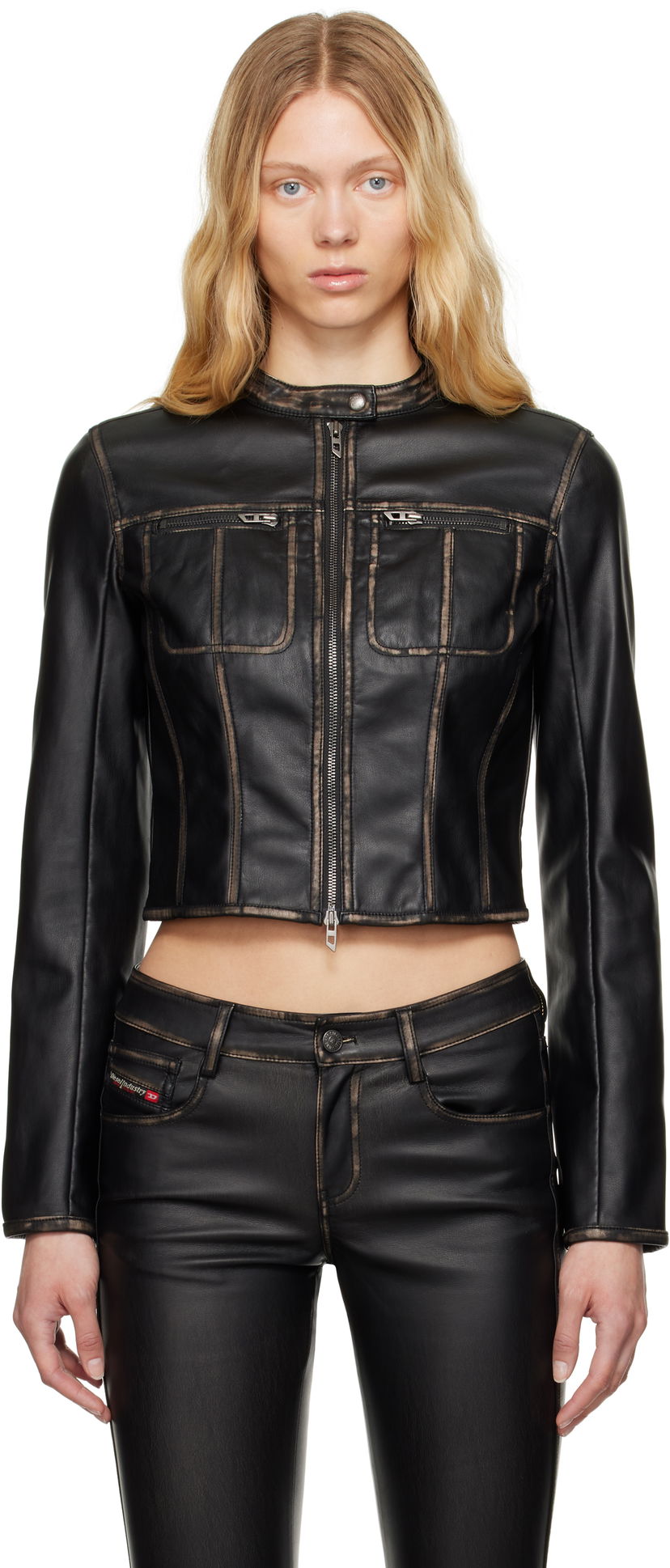 Куртка Diesel G-Lobe Faux-Leather Cropped Jacket чорний | A16660 0IKAR