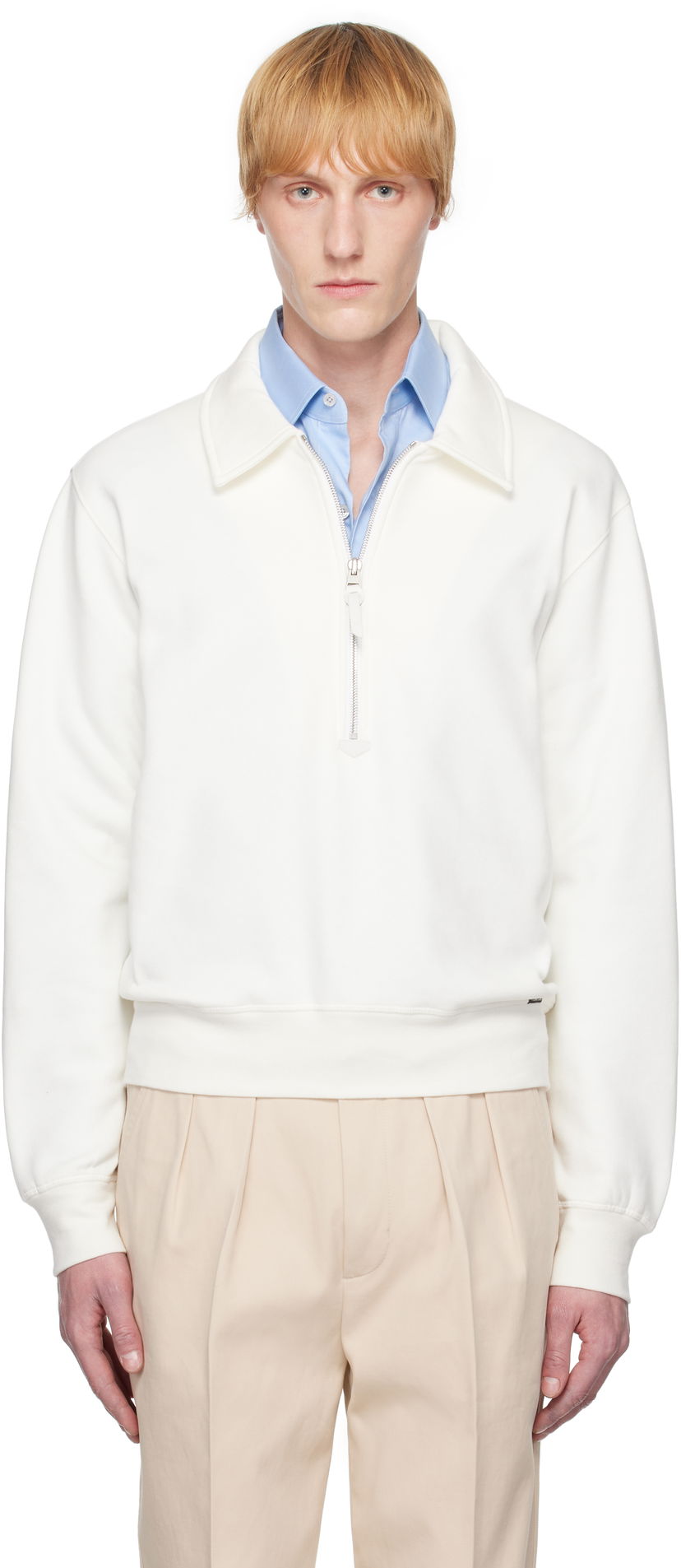 Cветр Tom Ford TOM FORD Cotton Cashmere Zip Rugby Jacket білий | JEL003-JMC050S25