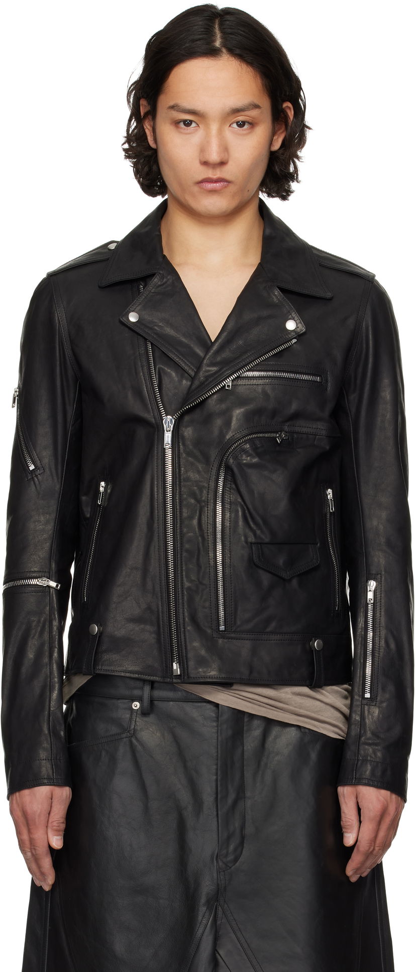 Куртка Rick Owens Rick Owens Hollywood Bauhaus Stooges Leather Jacket чорний | RU01E5765 LSU