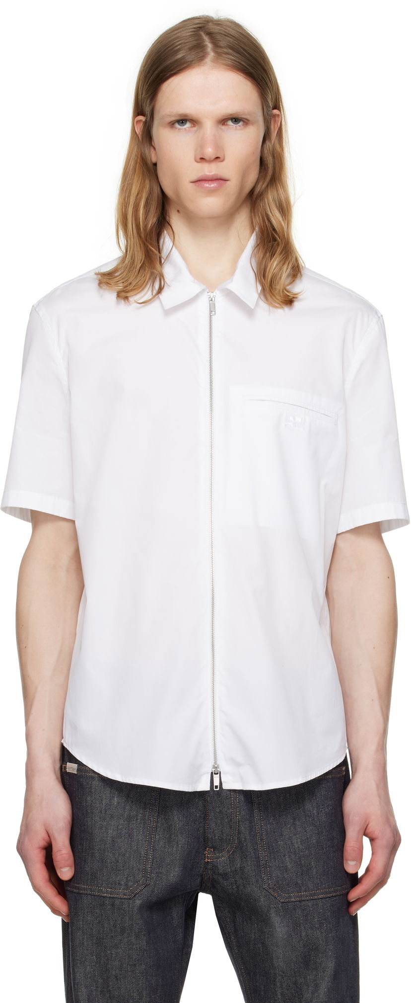 Сорочка Courrèges Courrèges Zipped Poplin Shirt білий | 125CCH054CO0080