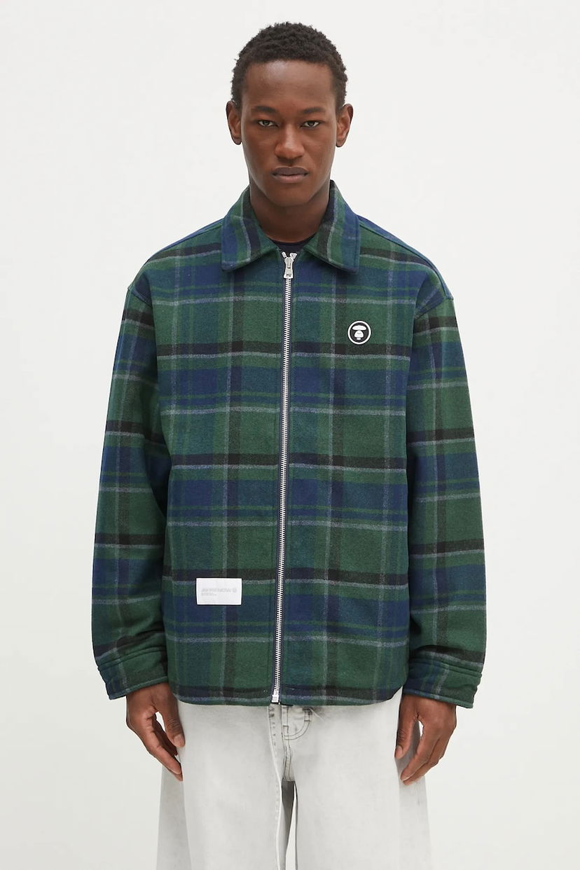 Куртка AAPE by A Bathing Ape AAPE Now Wool Blend Overshirt Зелений | AAPJKM7659XXN