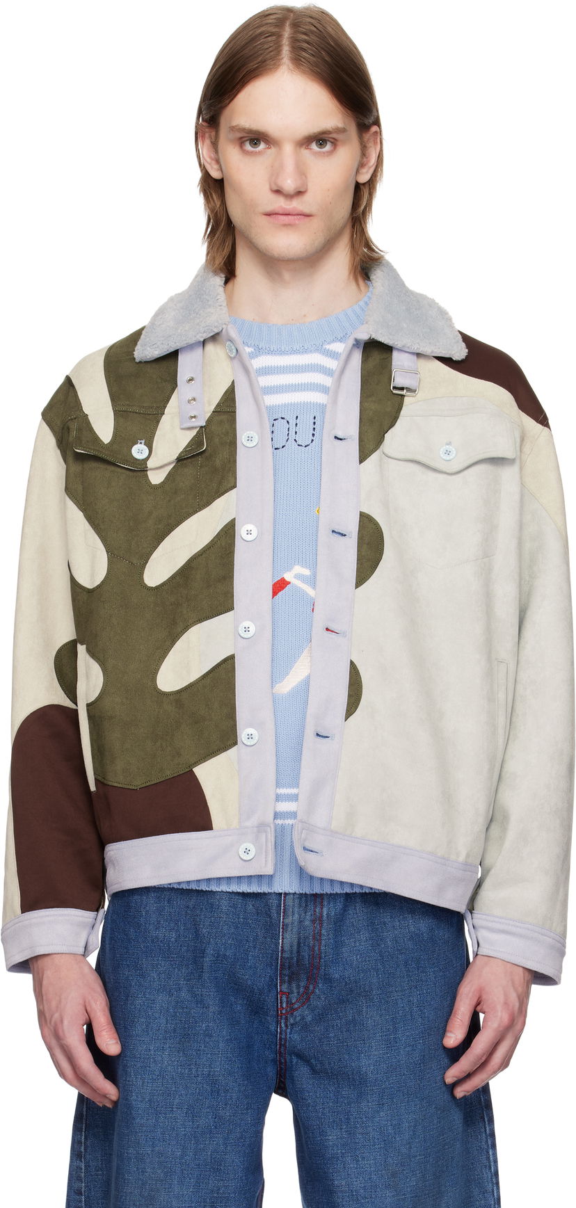 Куртка KidSuper KidSuper Floral Patchwork Suede Jacket Різнокольоровий | SS25-OW-11