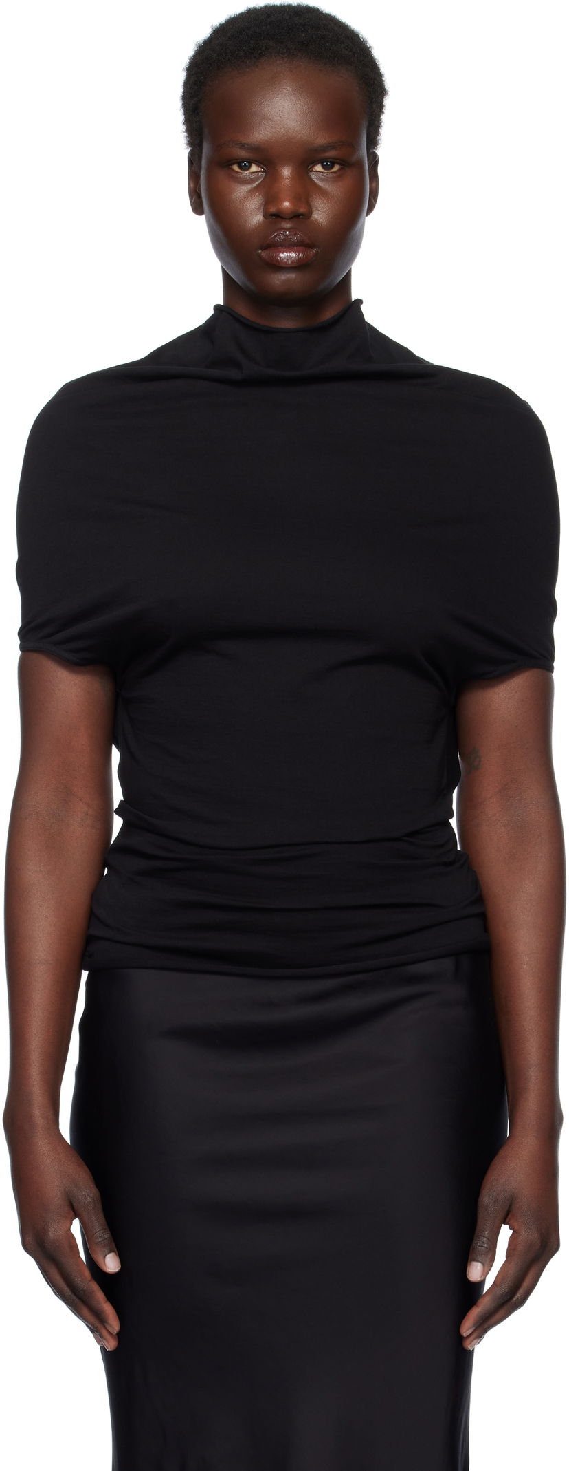 плаття Rick Owens Rick Owens Hollywood Jersey Shroud T-Shirt чорний | RP01E7225 JA