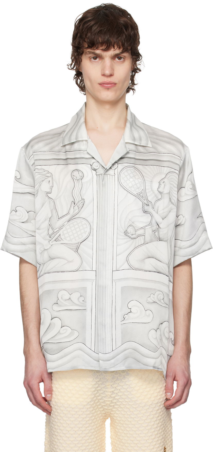 Сорочка Casablanca Casablanca Sacred Stone Silk Shirt білий | U-MPS25-SH-003-07
