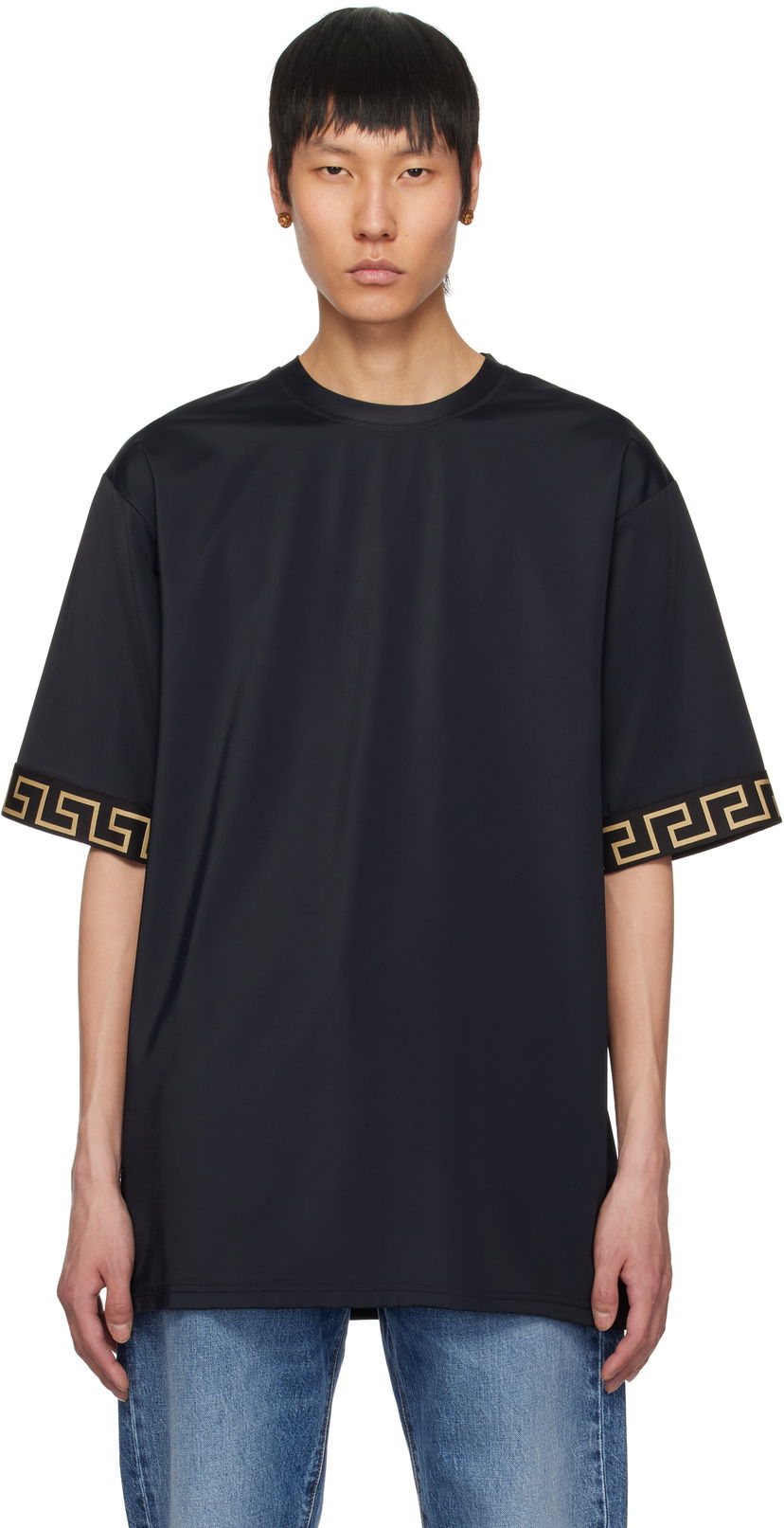 Футболка Versace Versace Underwear Swim T-Shirt чорний | 1004079_1A11119