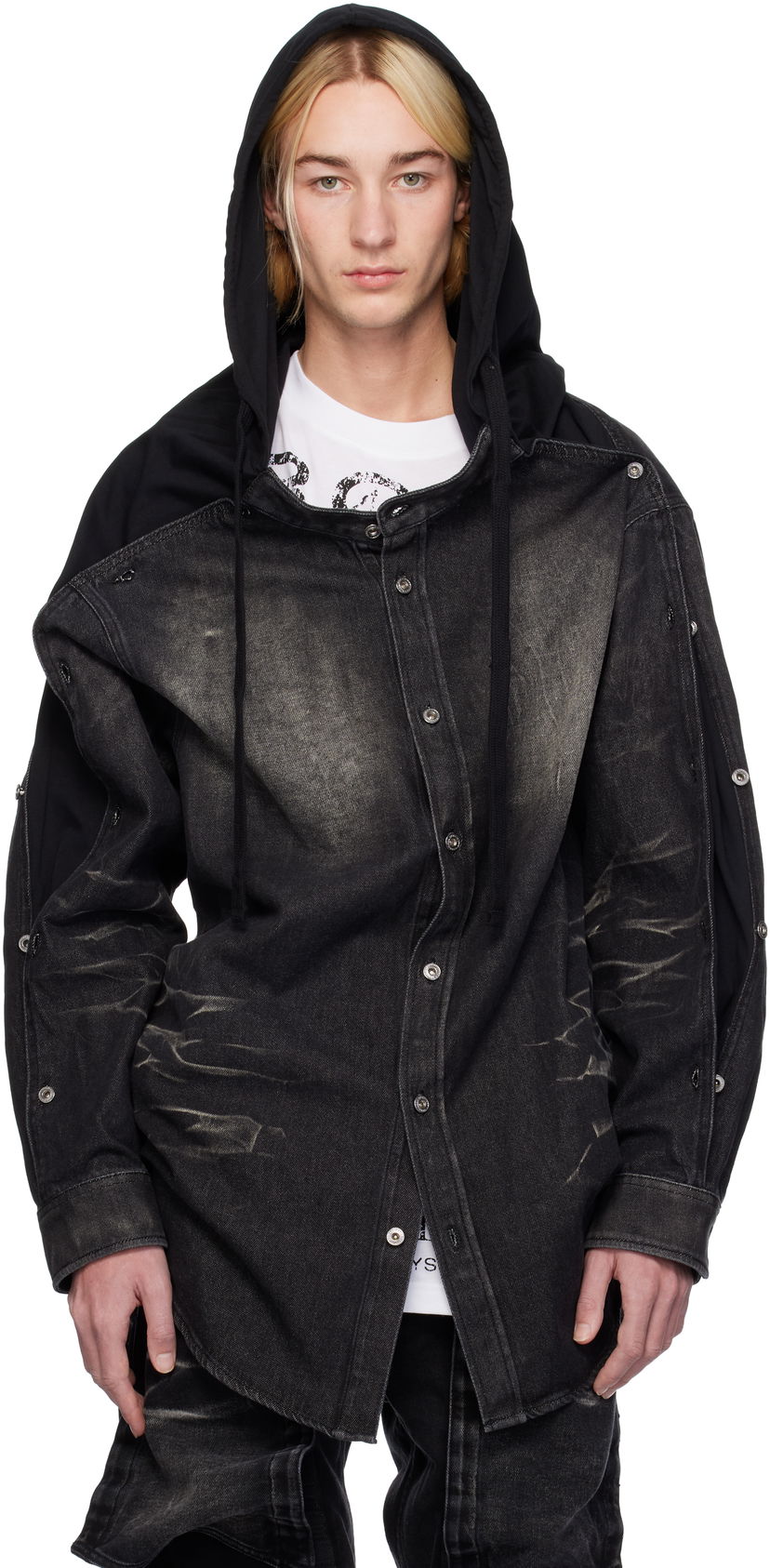 Сорочка Y/PROJECT Insert Hood Denim Shirt чорний | 207SI005