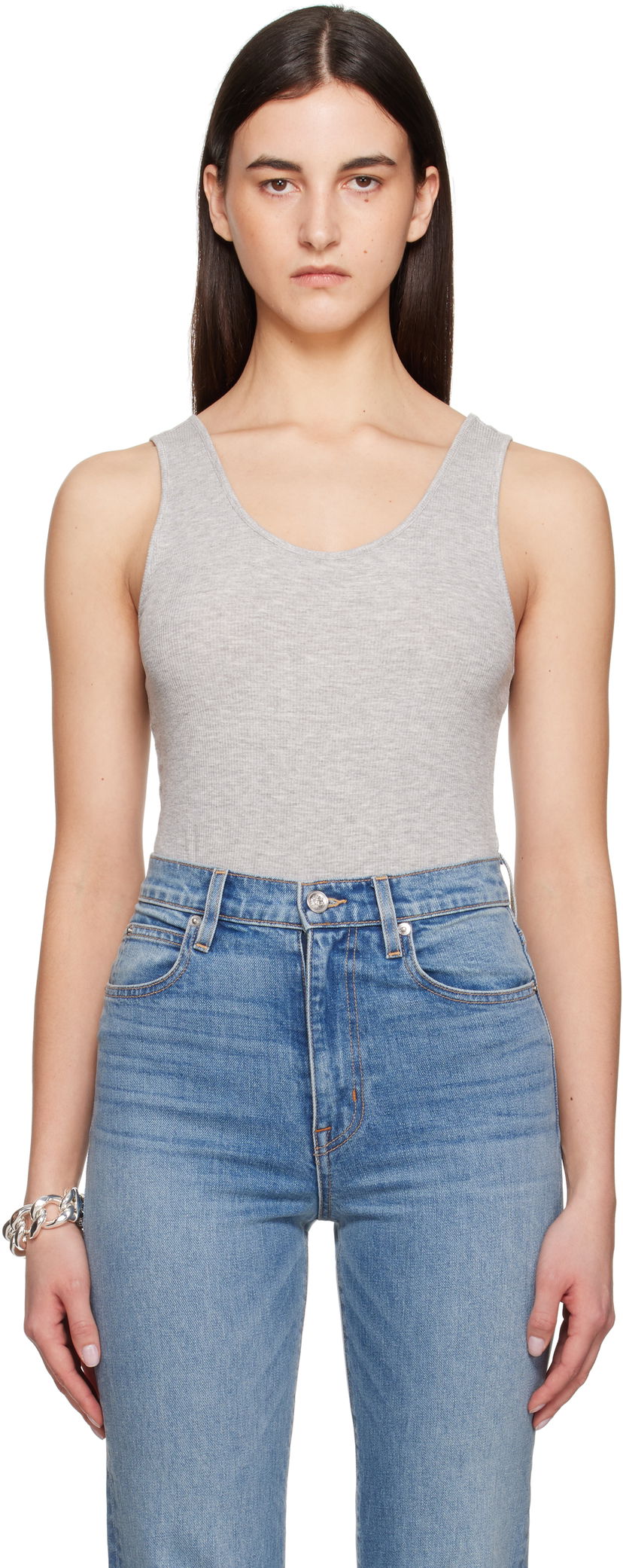 Безрукавка Anine Bing Anine Bing Ginny Scoop Neck Sleeveless Bodysuit Сірий | A-08-10672-GRM5