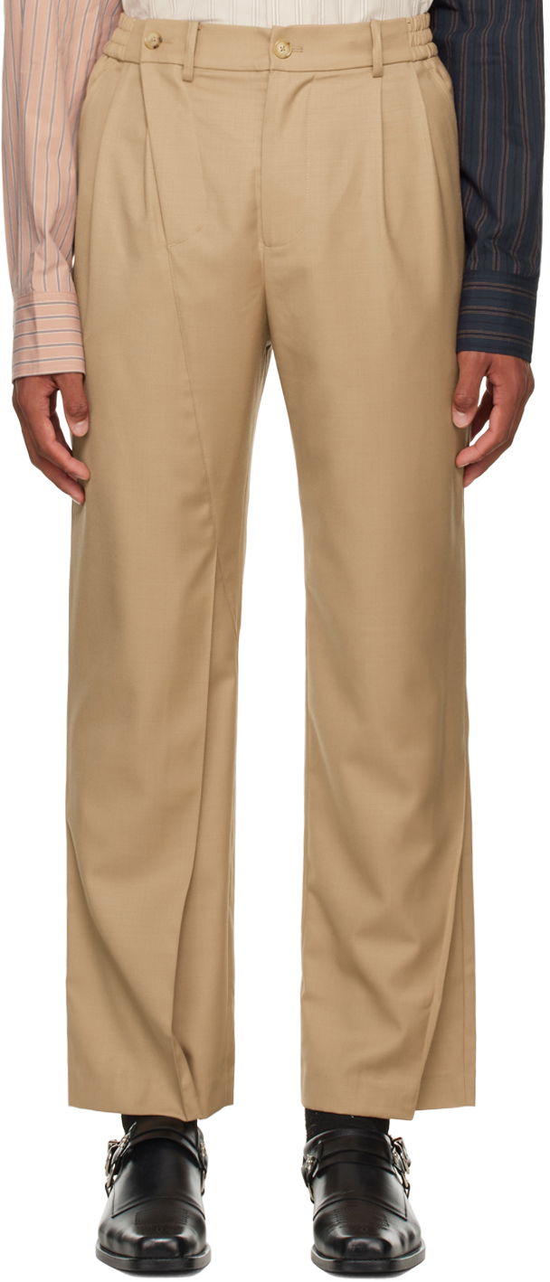 Штани Feng Chen Wang Feng Chen Wang Pleated Trousers бежевий | FMF14TR28