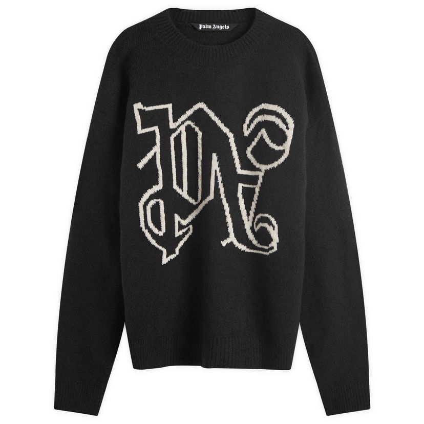 Cветр Palm Angels Monogram Knit Sweater чорний | PMHE054F24KNI0011003