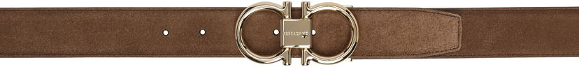 Ремені FERRAGAMO Salvatore Ferragamo Double Gancini Suede Belt Коричневий | 781603