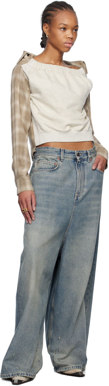 Cветр We11done We11done Check Panel Off-Shoulder Sweatshirt бежевий | WD-BL0-25-153-W-BG, 3